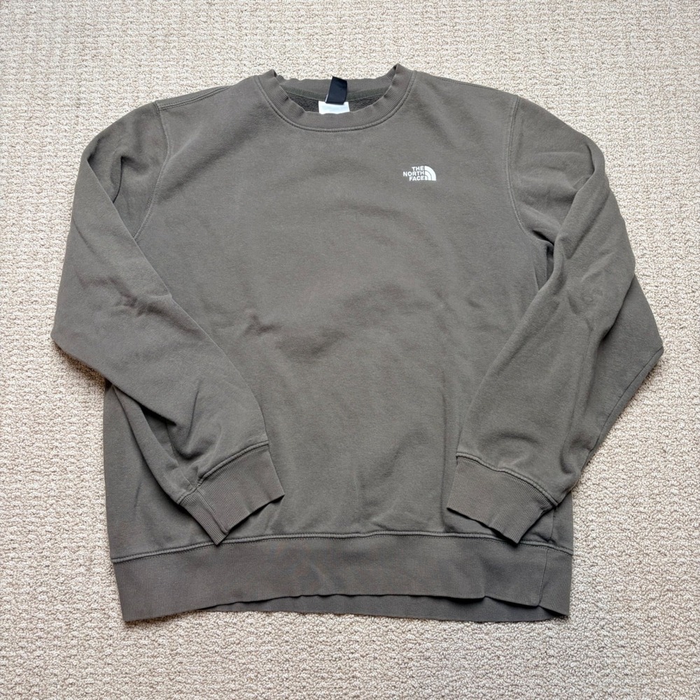 The North Face Mens L Circular Design Crewneck Sweatshirt Olive Green